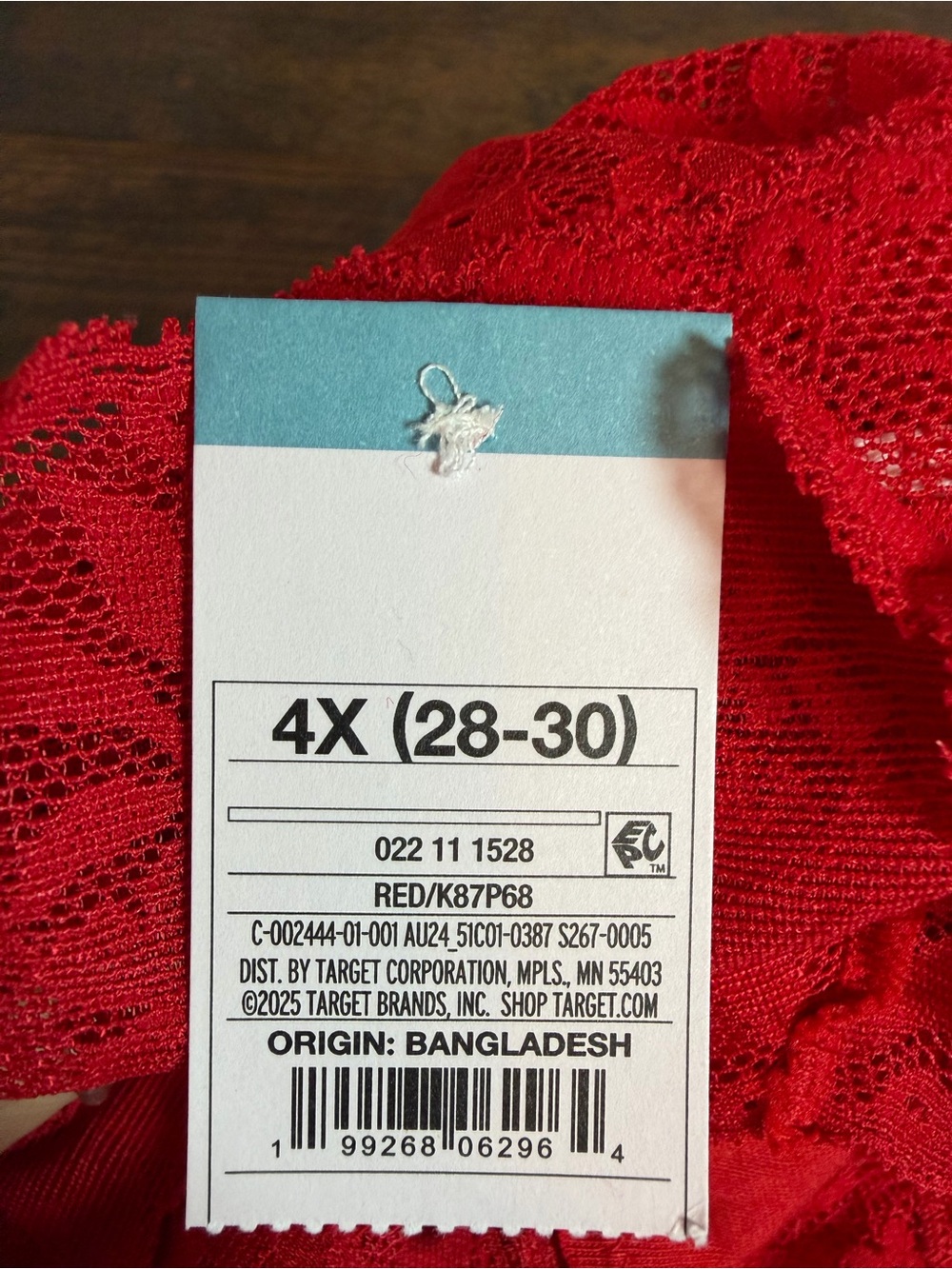 Auden 3-Pack Red Floral Lace Thong Panties NWT Women's Plus Size 4X 28-30 - Picture 6 of 6